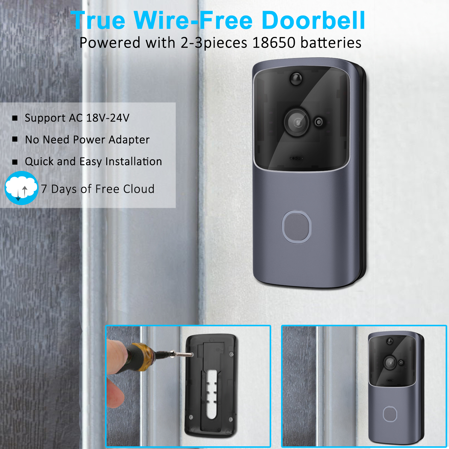 M10 WiFi Wireless Video Doorbell Camera Security Door Bell Visual Recording for Home Monitor Remotely Unlocks Intercoms Phone