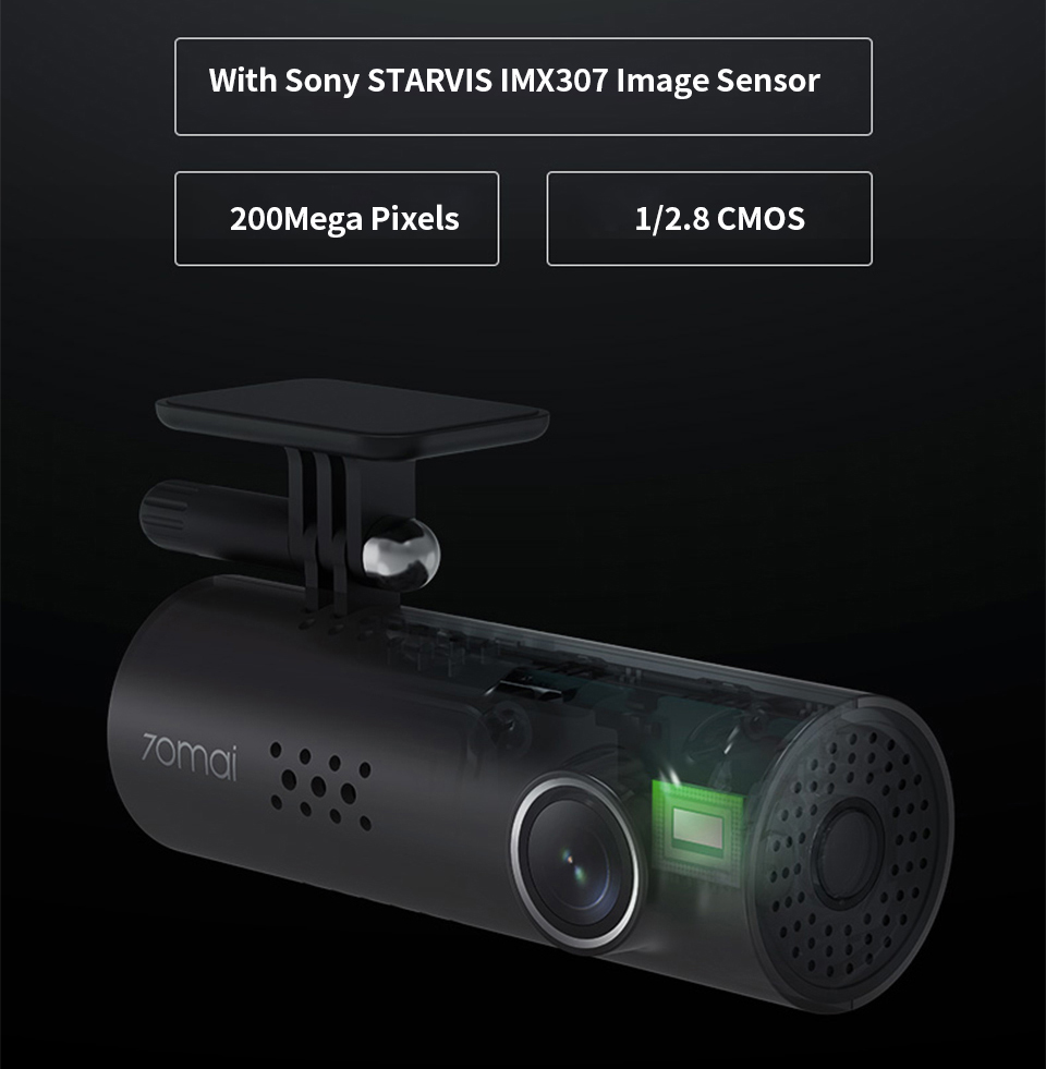 70mai Smart Dash Cam 1S, Dash Cam Recorder Camcorder, 1080p, Night Vision, Wide Angle, G-Sensor, Loop Recording, App Wifi, Voice Control (2020)