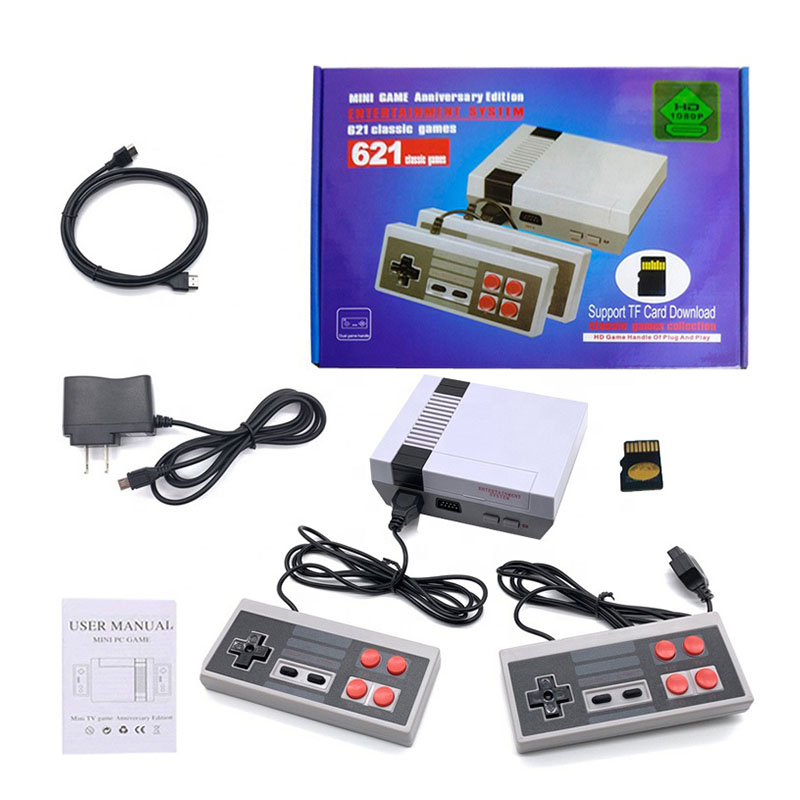 Classic Video Game Console 621 Retro Game Console Mini Classic Game System with 2 NES Classic Controller and Built-in 621 Games, AV Output and HDMI Output Plug & Play Childhood Mini Classic Console