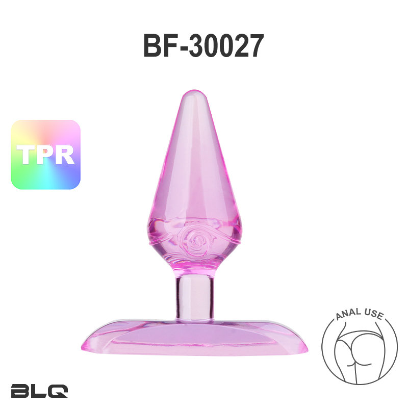 Plug anal en TPR lisse avec bulbe effilé et base d'ancrage