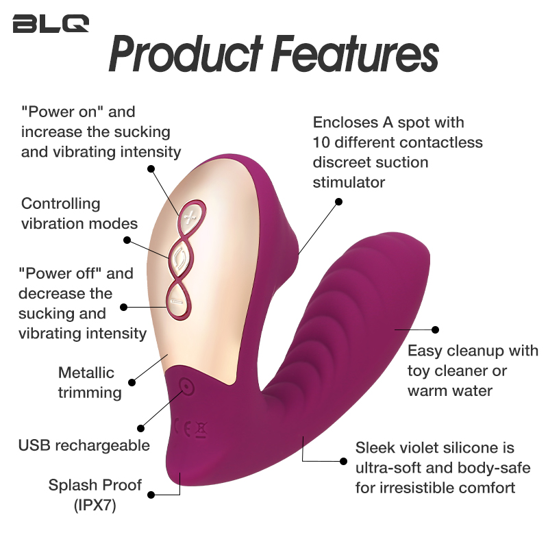 Vibromasseur point G puissant et ventouses de clitoris
